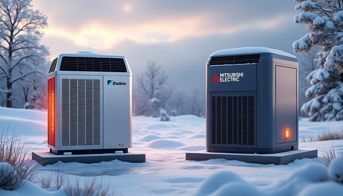 comparez les performances des pompes à chaleur daikin et mitsubishi electric pour savoir laquelle offre le meilleur confort et efficacité énergétique en hiver.